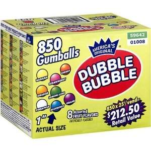 Dubble Bubble Gumballs 1" Diameter Variety Pack, 850 Gumballs